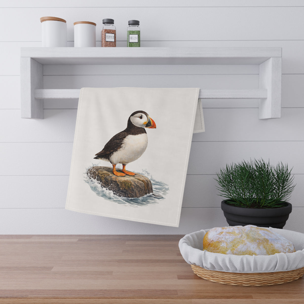 Coastal Puffin Tea Towel