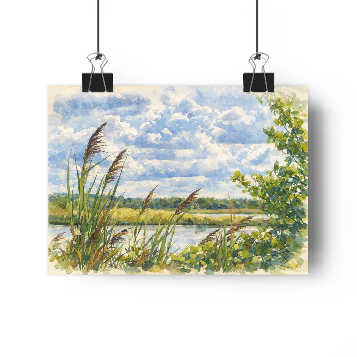 Between Reeds, Watercolor Art Print
