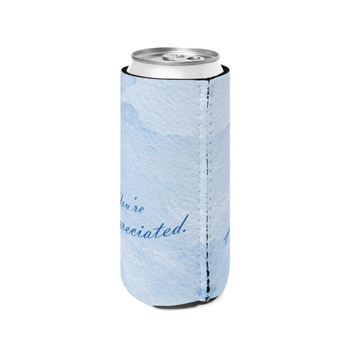"You're Appreciated" Blue Watercolor - Slim Can Cooler